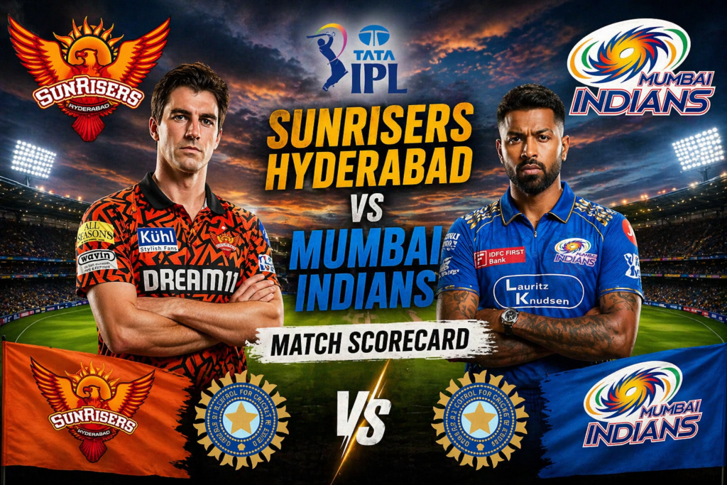 सनरायझर्स हैदराबाद वि मुंबई इंडियन्स सामन्याचे स्कोअरकार्ड