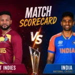 West Indies Cricket Team vs India National Cricket Team Match Scorecard