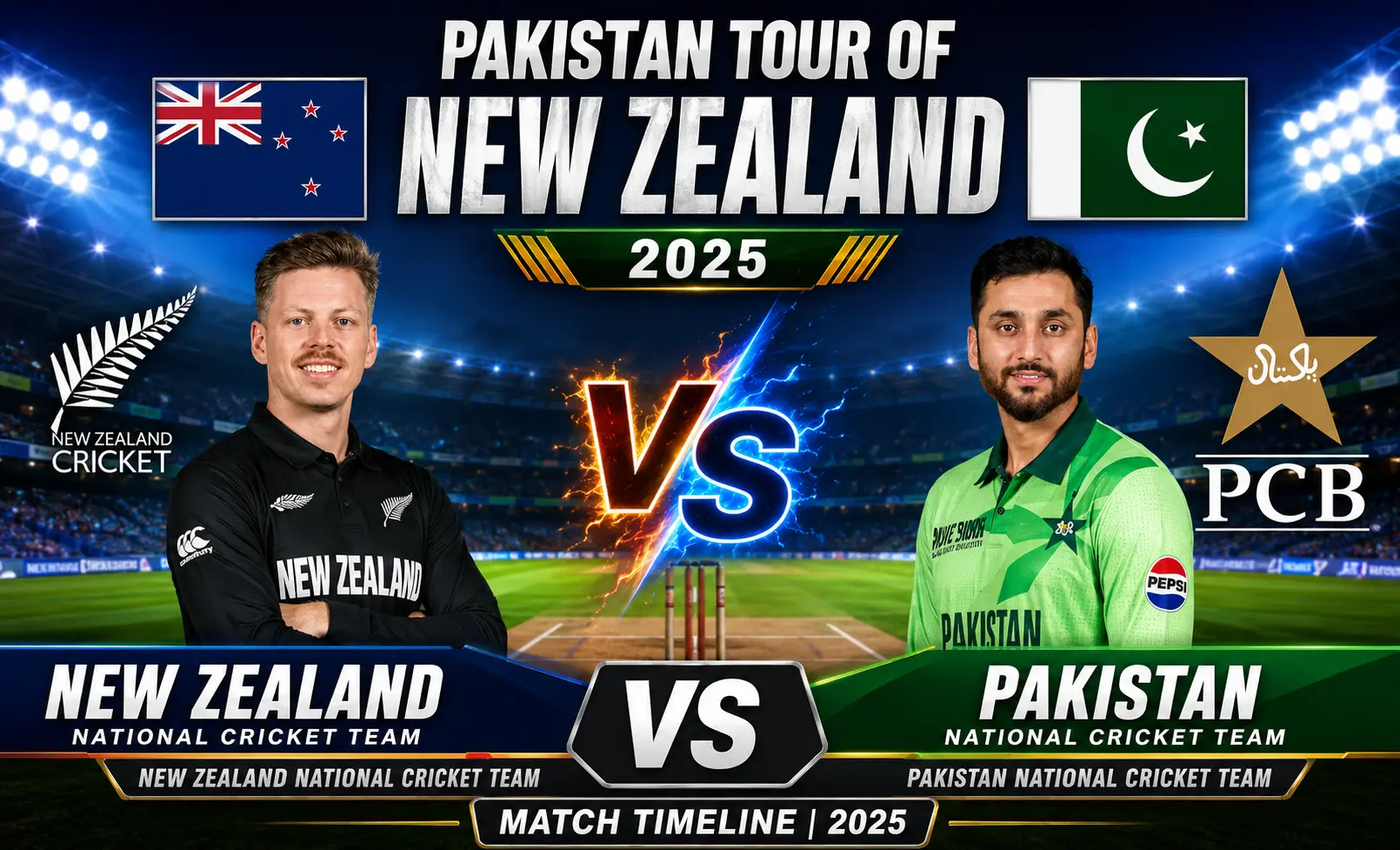 New Zealand National Cricket Team vs Pakistan National Cricket Team Timeline